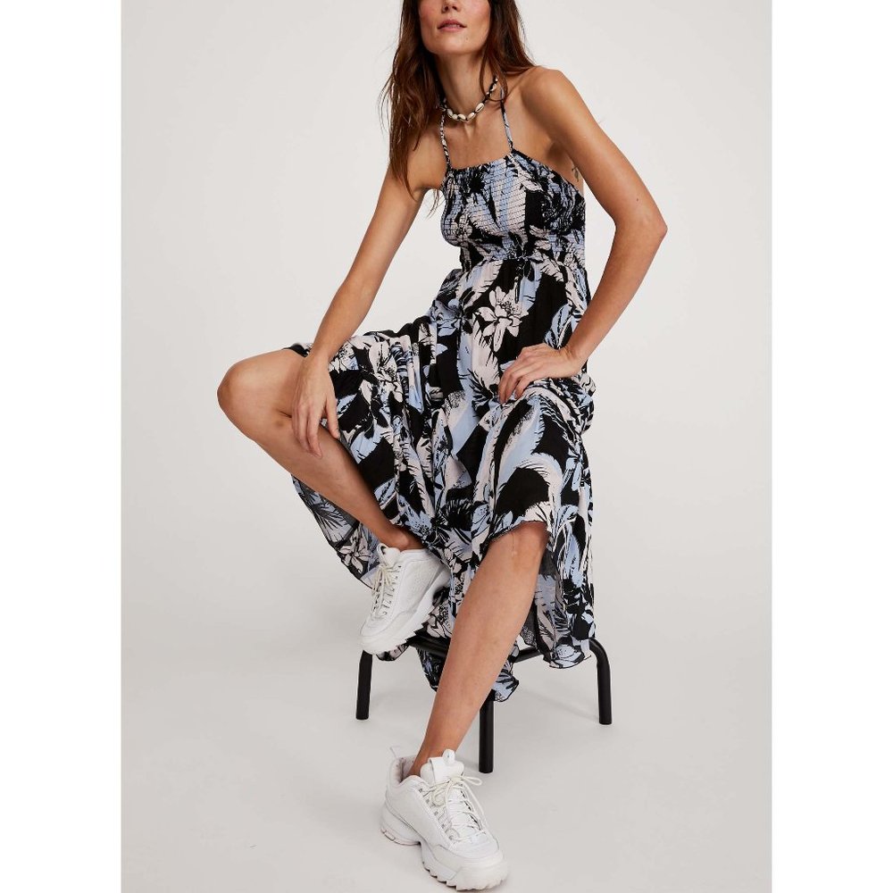 đLAST CHANCEđ NWT Free People Heat Wave Printed Maxi Slip / Black Combo - Picture 3 of 7